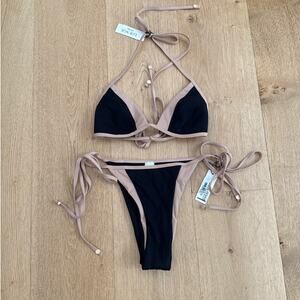 Lounge Bikini Top & Bottoms Set Monaco Size XS Black Nude